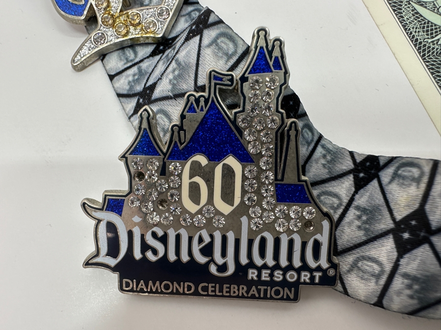 Vintage Disneyland 60 Year Anniversary Diamond Celebration With Seven Disney Trading Pins And Three $1 Disney Dollars [Photo 6]