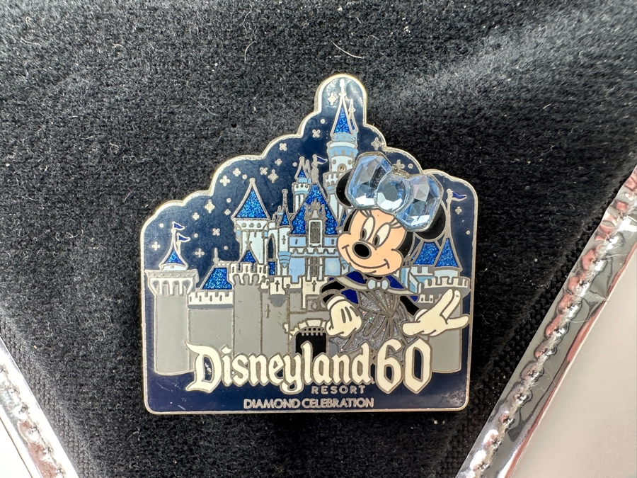 Vintage Disneyland 60 Year Anniversary Diamond Celebration With Seven Disney Trading Pins And Three $1 Disney Dollars [Photo 5]