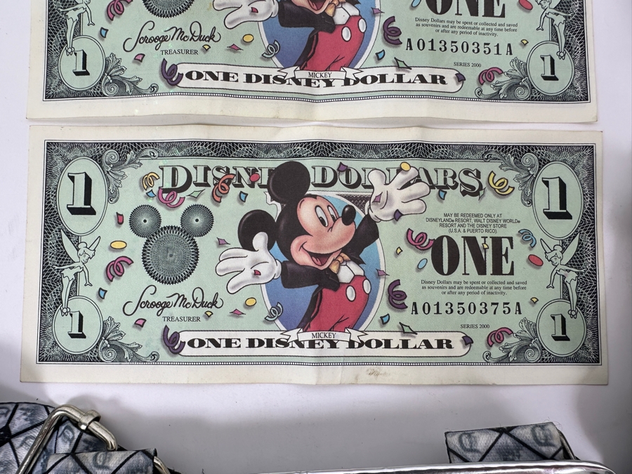 Vintage Disneyland 60 Year Anniversary Diamond Celebration With Seven Disney Trading Pins And Three $1 Disney Dollars [Photo 14]