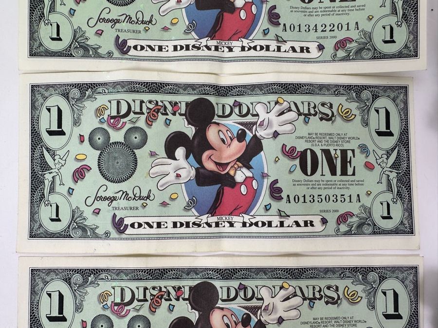 Vintage Disneyland 60 Year Anniversary Diamond Celebration With Seven Disney Trading Pins And Three $1 Disney Dollars [Photo 15]