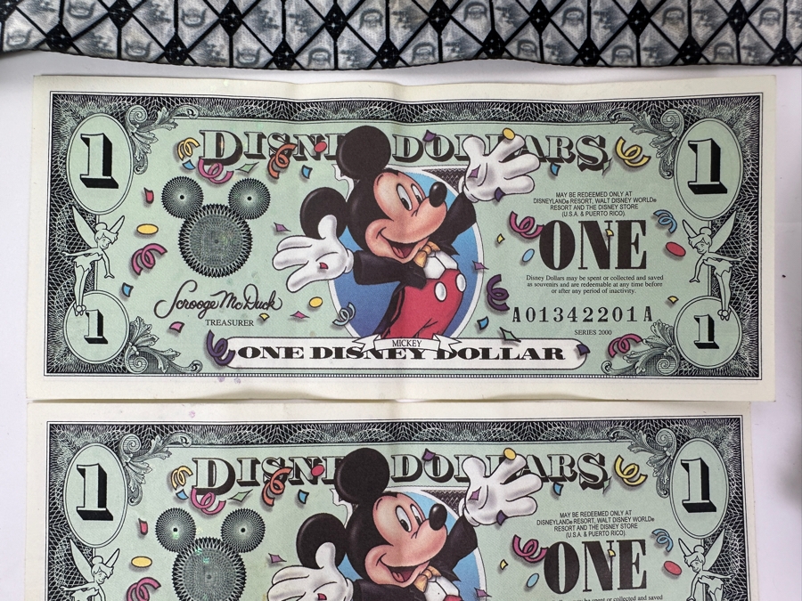 Vintage Disneyland 60 Year Anniversary Diamond Celebration With Seven Disney Trading Pins And Three $1 Disney Dollars [Photo 16]