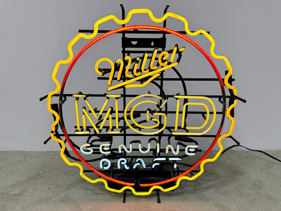 Vintage Miller Genuine Draft MGD Beer Neon Sign 30'W X 31'H X 6'D [Photo 3]