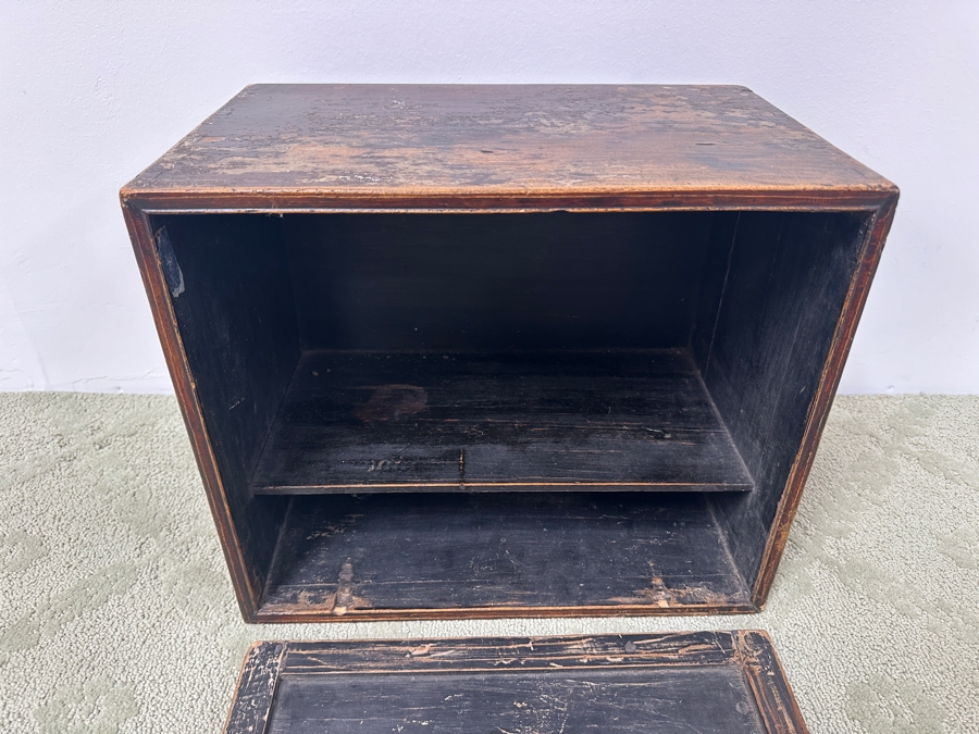 Just Added - Antique Chinese Fir Tea Caddy Circa Late 1800s 17.5'W x 11'D x 15'H [Photo 6]
