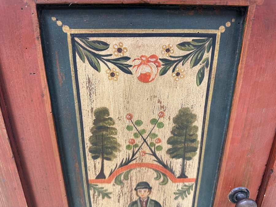 Just Added - Vintage Hand Painted European Wooden Pine Cabinet 19.5W X 12D X 25H [Photo 7]