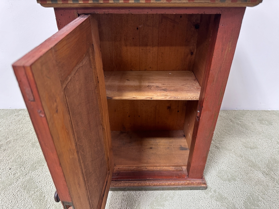 Just Added - Vintage Hand Painted European Wooden Pine Cabinet 19.5W X 12D X 25H [Photo 8]