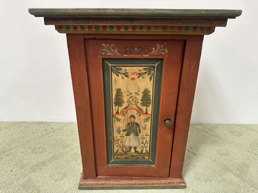 Just Added - Vintage Hand Painted European Wooden Pine Cabinet 19.5W X 12D X 25H [Photo 3]