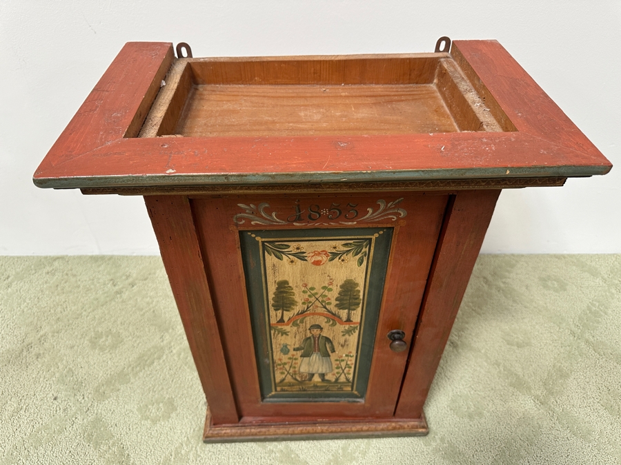 Just Added - Vintage Hand Painted European Wooden Pine Cabinet 19.5W X 12D X 25H [Photo 4]