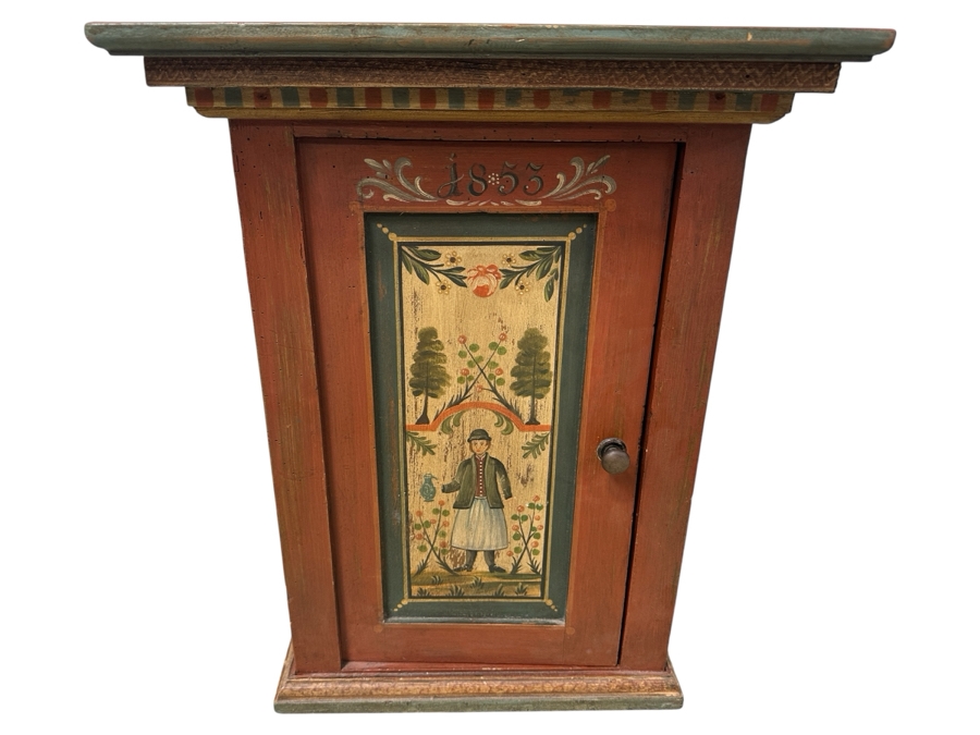 Just Added - Vintage Hand Painted European Wooden Pine Cabinet 19.5W X 12D X 25H