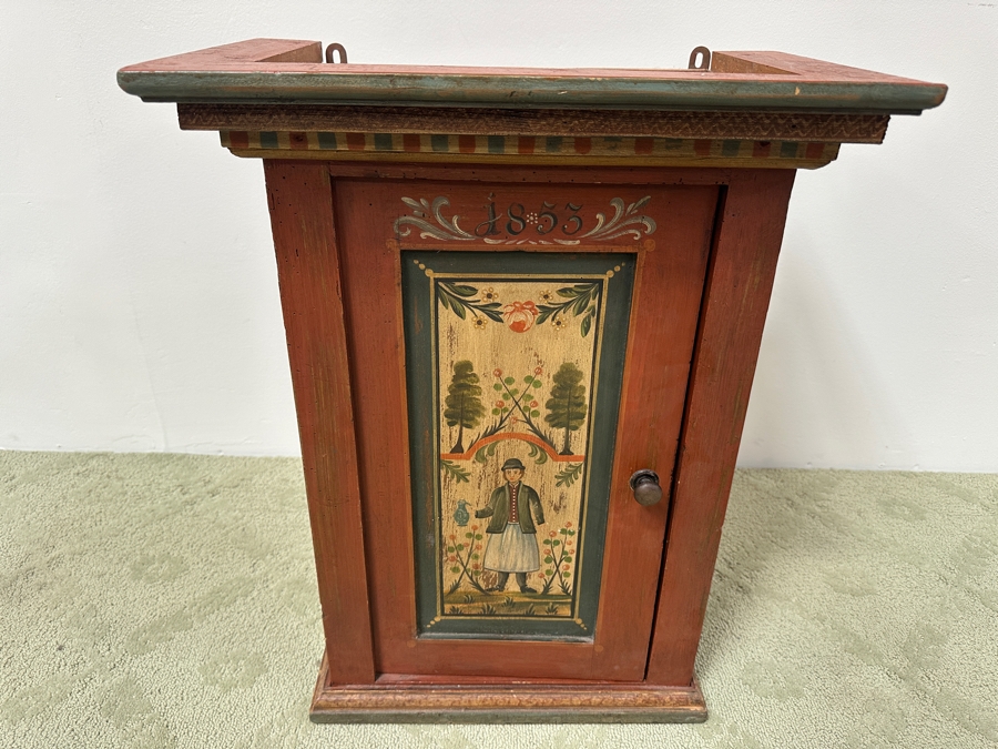 Just Added - Vintage Hand Painted European Wooden Pine Cabinet 19.5W X 12D X 25H [Photo 2]