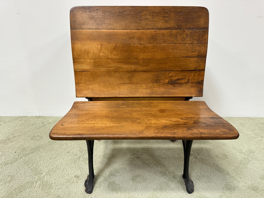 Just Added - Vintage Wrought Iron / Wooden Child's School Desk By Century Seating Chicago 29W X 21D X 29H [Photo 2]