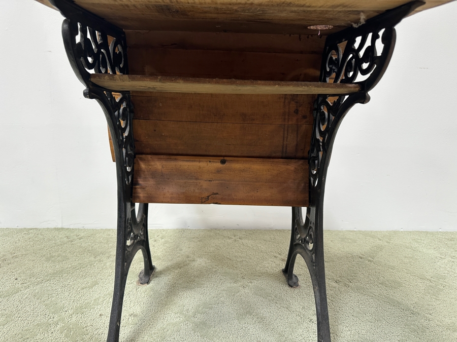 Just Added - Vintage Wrought Iron / Wooden Child's School Desk By Century Seating Chicago 29W X 21D X 29H [Photo 13]