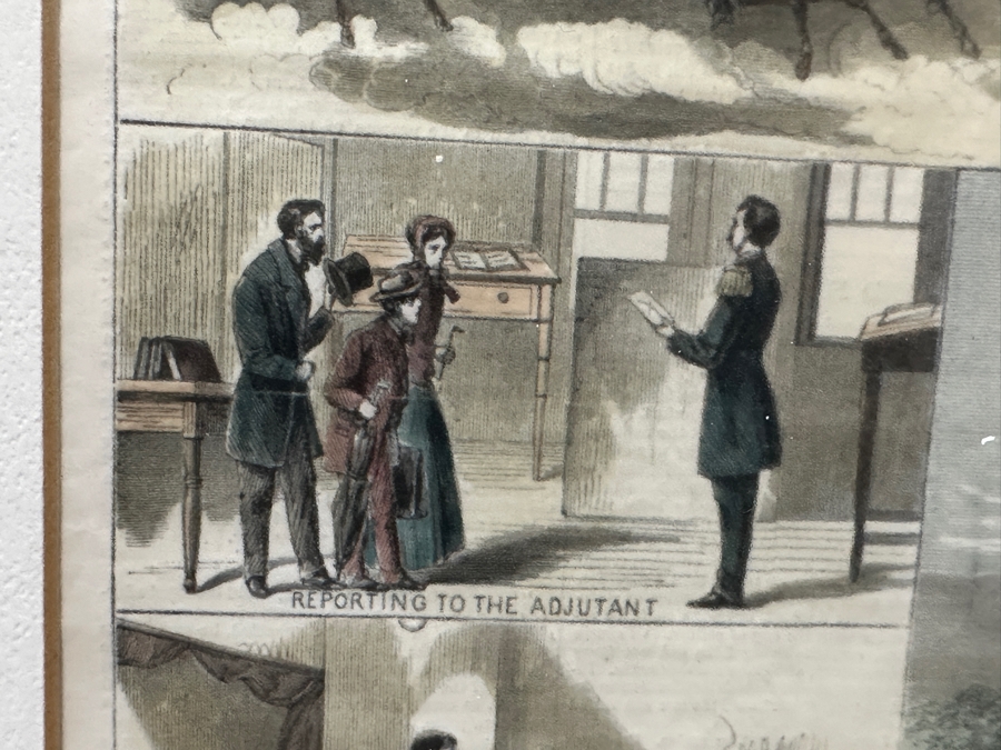 Just Added - Antique 1868 Wood Cut Engraving Titled 'Cadet Life At West Point' Published In Harper's Weekly In July 1868 21' X 14' Professionally Framed 30 X 23.5 [Photo 19]