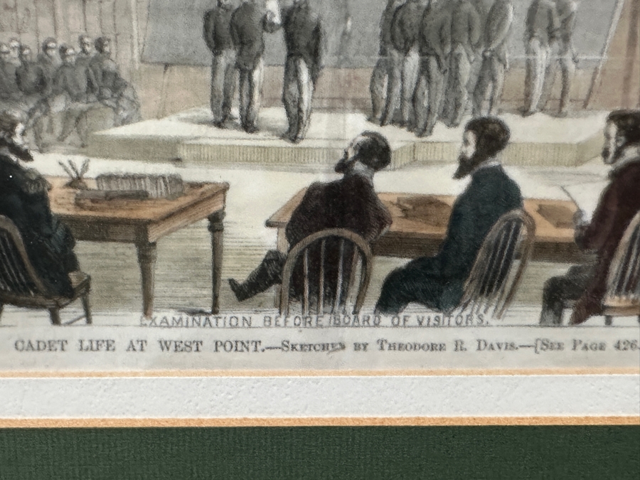 Just Added - Antique 1868 Wood Cut Engraving Titled 'Cadet Life At West Point' Published In Harper's Weekly In July 1868 21' X 14' Professionally Framed 30 X 23.5 [Photo 8]