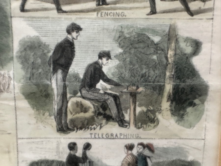 Just Added - Antique 1868 Wood Cut Engraving Titled 'Cadet Life At West Point' Published In Harper's Weekly In July 1868 21' X 14' Professionally Framed 30 X 23.5 [Photo 12]