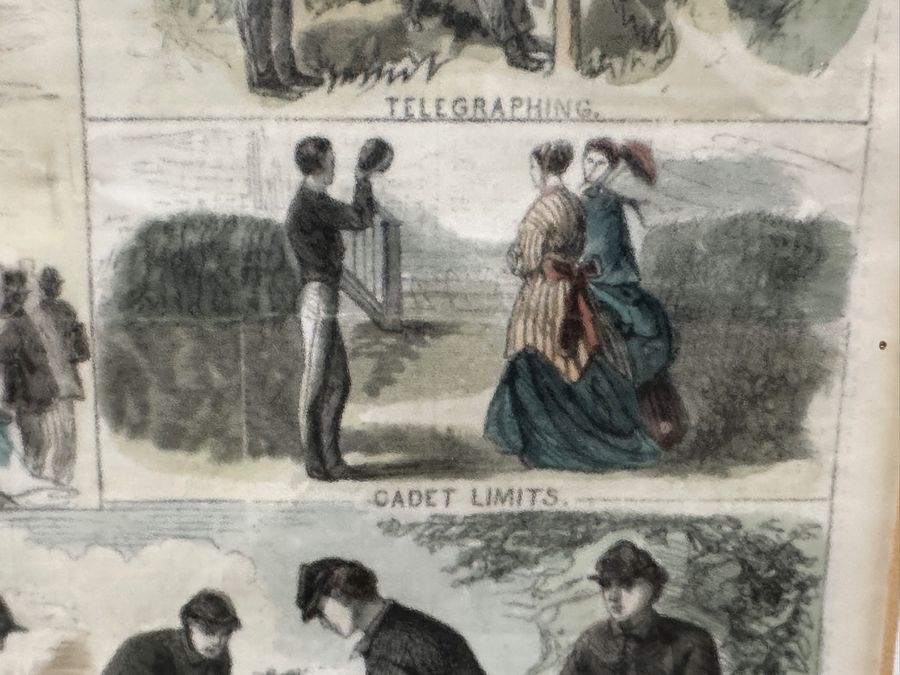 Just Added - Antique 1868 Wood Cut Engraving Titled 'Cadet Life At West Point' Published In Harper's Weekly In July 1868 21' X 14' Professionally Framed 30 X 23.5 [Photo 11]