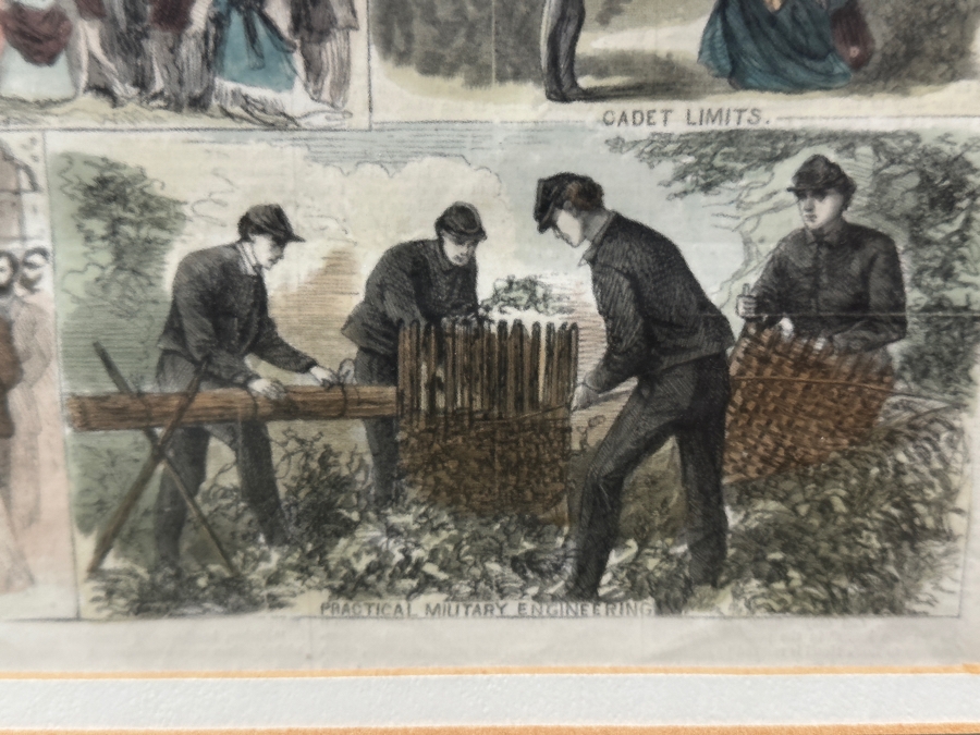 Just Added - Antique 1868 Wood Cut Engraving Titled 'Cadet Life At West Point' Published In Harper's Weekly In July 1868 21' X 14' Professionally Framed 30 X 23.5 [Photo 10]