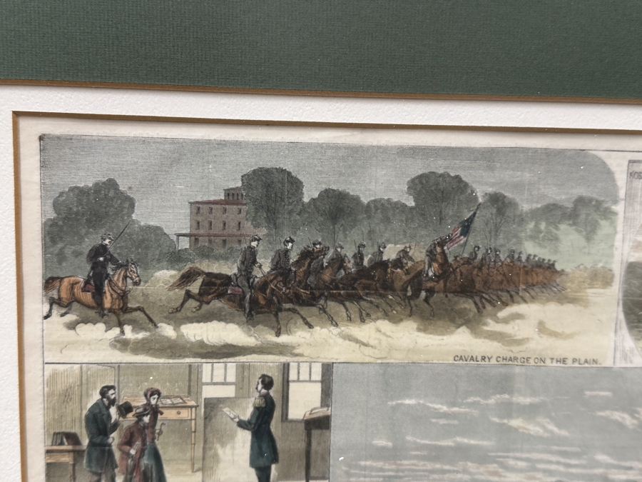 Just Added - Antique 1868 Wood Cut Engraving Titled 'Cadet Life At West Point' Published In Harper's Weekly In July 1868 21' X 14' Professionally Framed 30 X 23.5 [Photo 17]