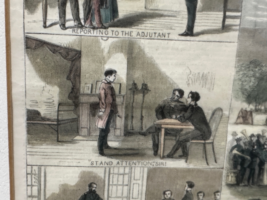 Just Added - Antique 1868 Wood Cut Engraving Titled 'Cadet Life At West Point' Published In Harper's Weekly In July 1868 21' X 14' Professionally Framed 30 X 23.5 [Photo 20]