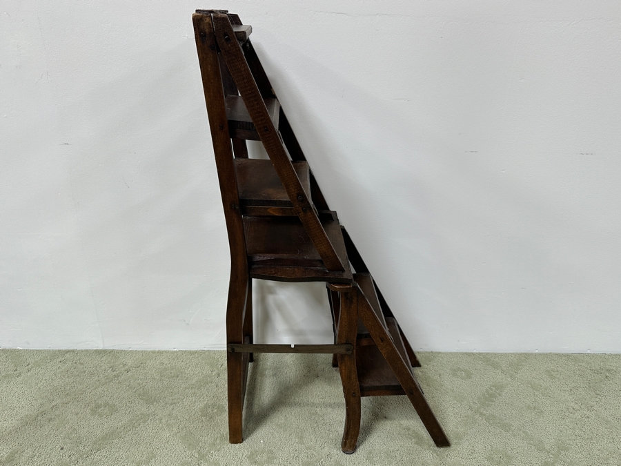 Just Added - Antique Wooden Convertible Library Ladder Chair 16'W X 41'H [Photo 11]
