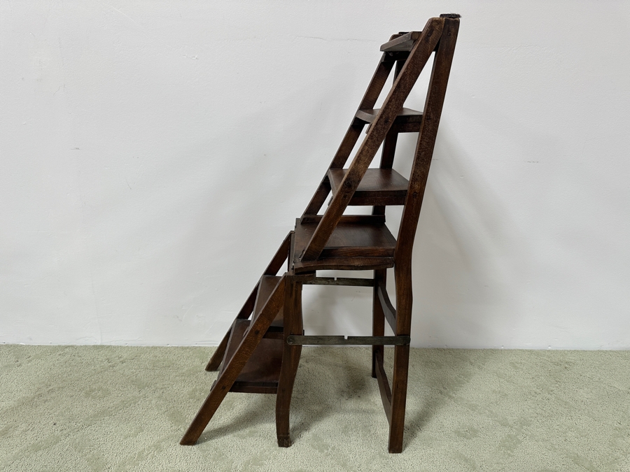 Just Added - Antique Wooden Convertible Library Ladder Chair 16'W X 41'H [Photo 4]