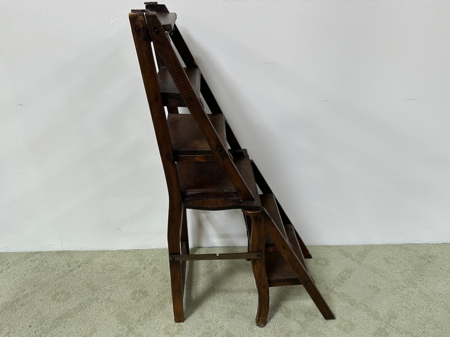 Just Added - Antique Wooden Convertible Library Ladder Chair 16'W X 41'H [Photo 7]