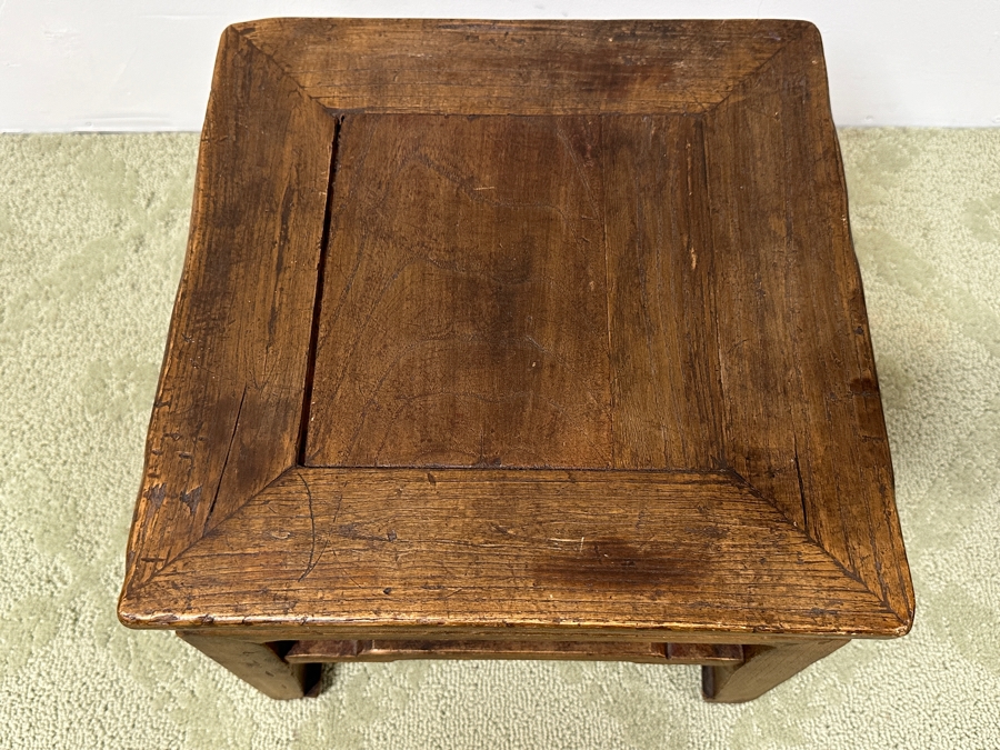 Just Added - Vintage Chinese Wooden Stool 13.5W X 11.5H [Photo 5]