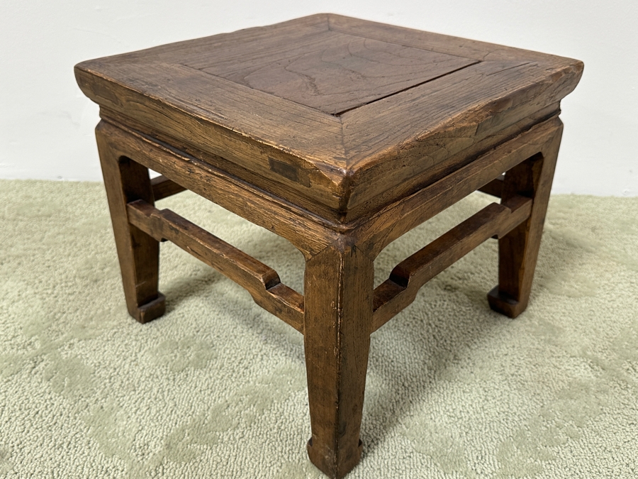 Just Added - Vintage Chinese Wooden Stool 13.5W X 11.5H [Photo 7]
