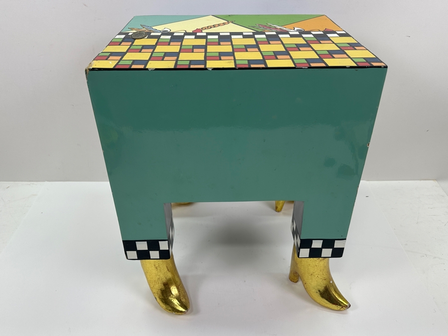 Just Added - Tom's Drag Toms Company Hand Painted Drag Side Table With Footed Feet 12W X 10D X 14H	 [Photo 7]