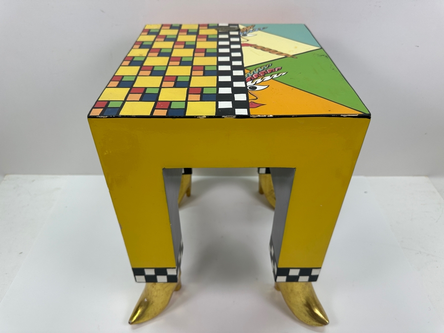 Just Added - Tom's Drag Toms Company Hand Painted Drag Side Table With Footed Feet 12W X 10D X 14H	 [Photo 3]