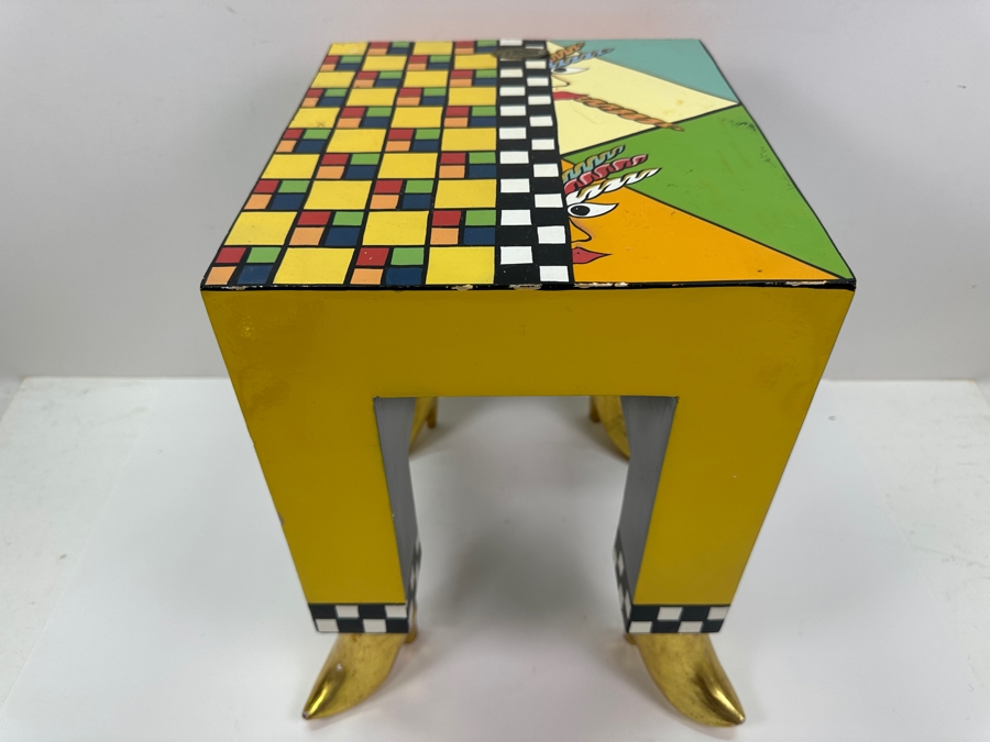 Just Added - Tom's Drag Toms Company Hand Painted Drag Side Table With Footed Feet 12W X 10D X 14H	 [Photo 2]