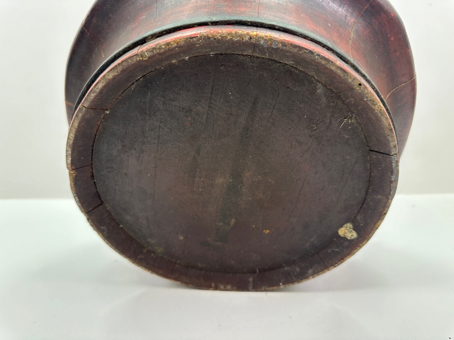 Vintage Chinese Export Wooden Lacquered Round Covered Container Food Lunch Box 12.5W X 6.5H [Photo 11]