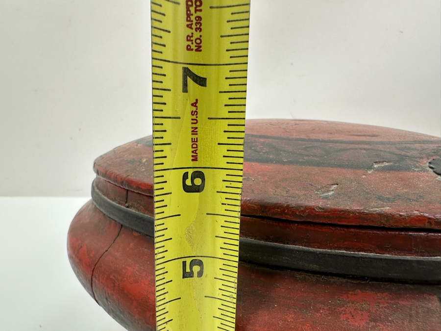 Vintage Chinese Export Wooden Lacquered Round Covered Container Food Lunch Box 12.5W X 6.5H [Photo 13]