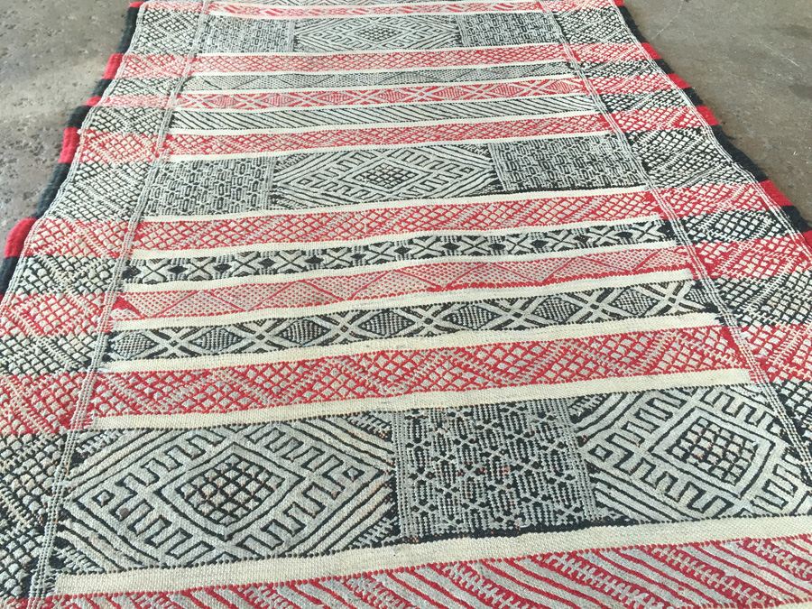 North African Vintage Kilim Long Runner Rug Sumac Style Weave [Photo 11]