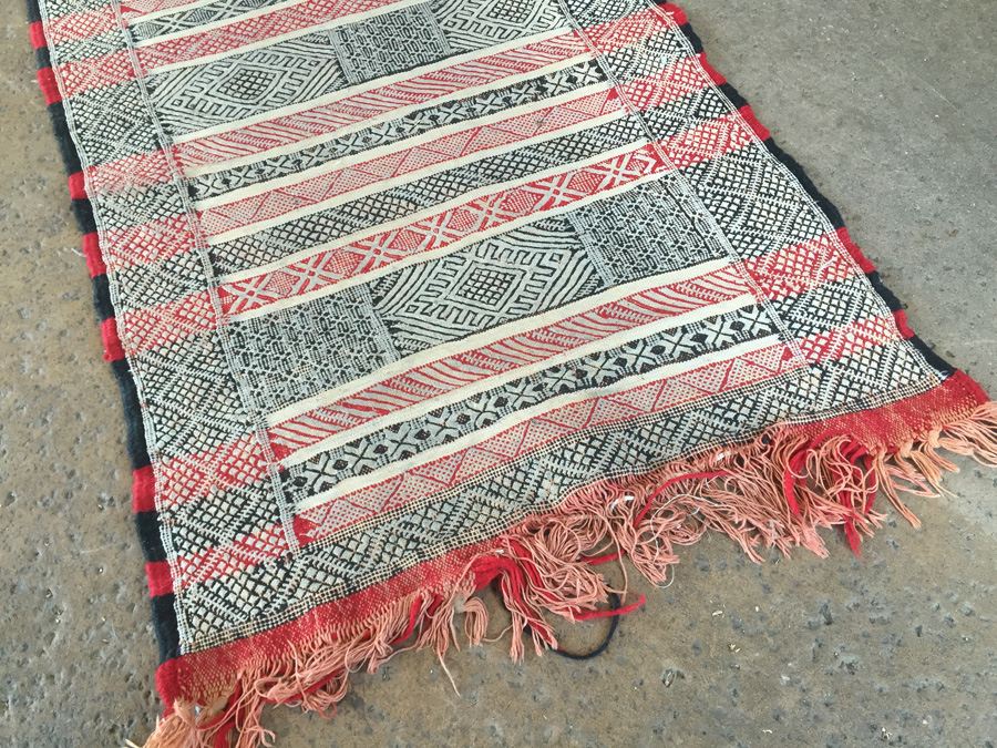 North African Vintage Kilim Long Runner Rug Sumac Style Weave [Photo 4]