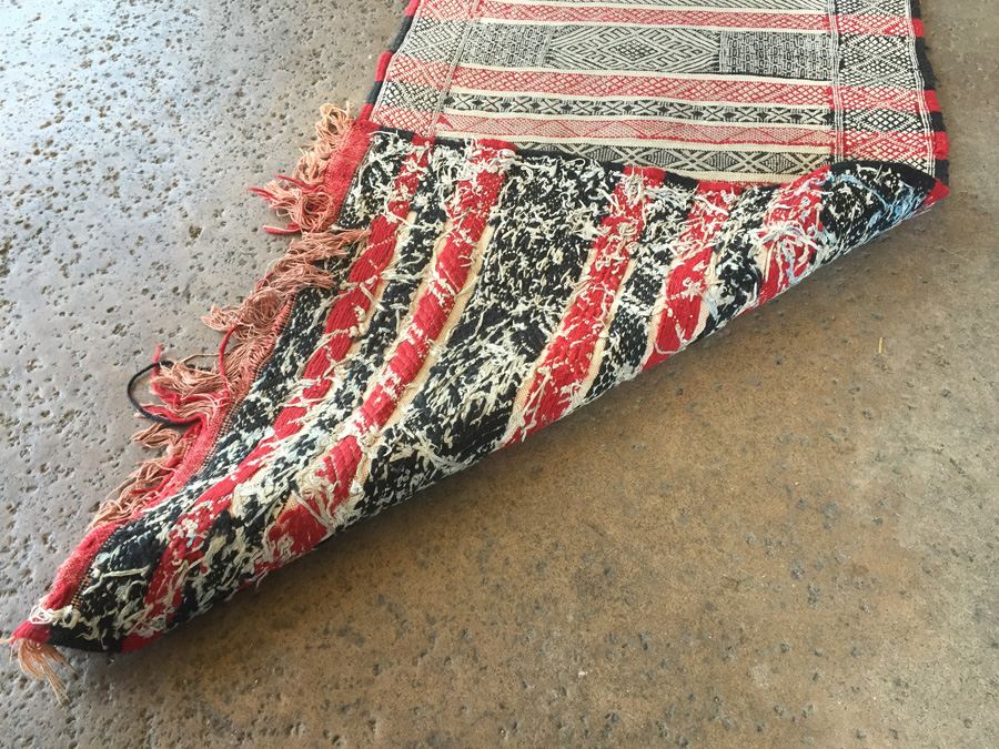 North African Vintage Kilim Long Runner Rug Sumac Style Weave [Photo 3]