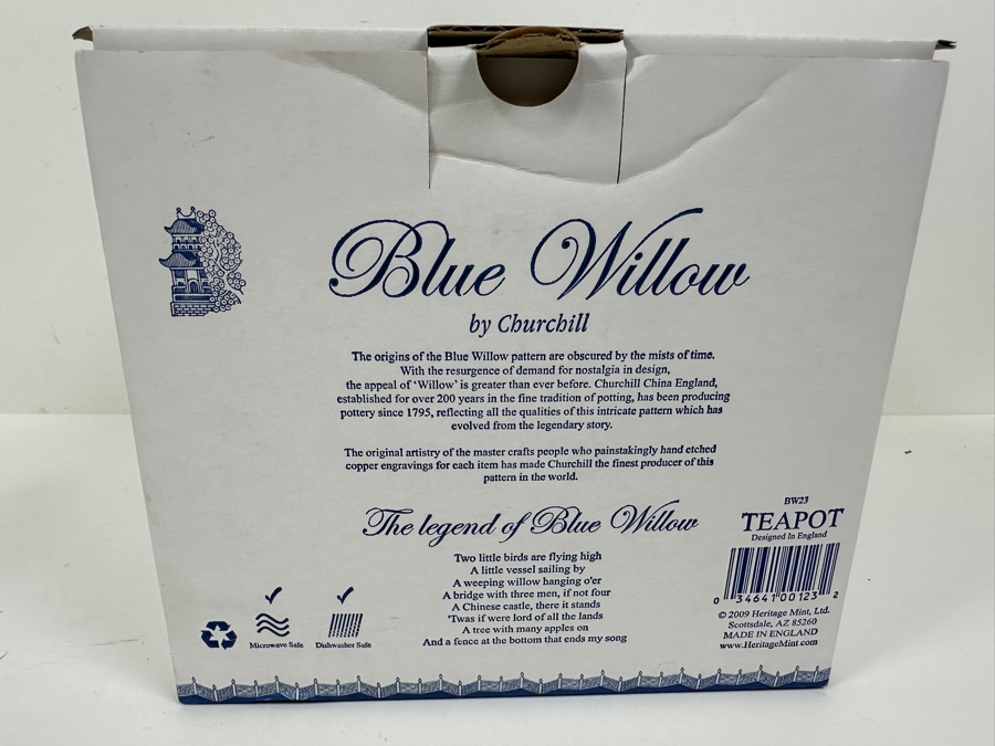 Blue Willow by Churchill English Teapot With Original Box [Photo 6]