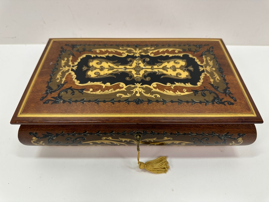 Vintage Reuge Music Box from Italy 10.5' x 6'D x 2.75'H [Photo 3]