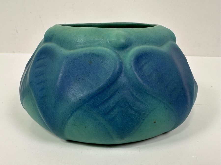 1930's Van Briggle Signed Pottery Bowl with Philodendron Leaves 6W X 3.5H [Photo 7]
