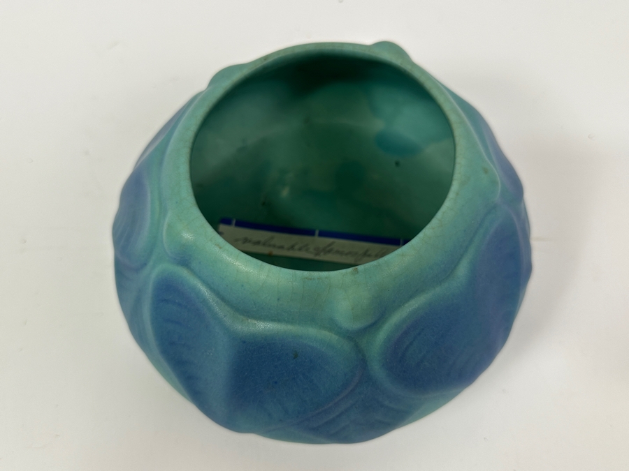 1930's Van Briggle Signed Pottery Bowl with Philodendron Leaves 6W X 3.5H [Photo 4]