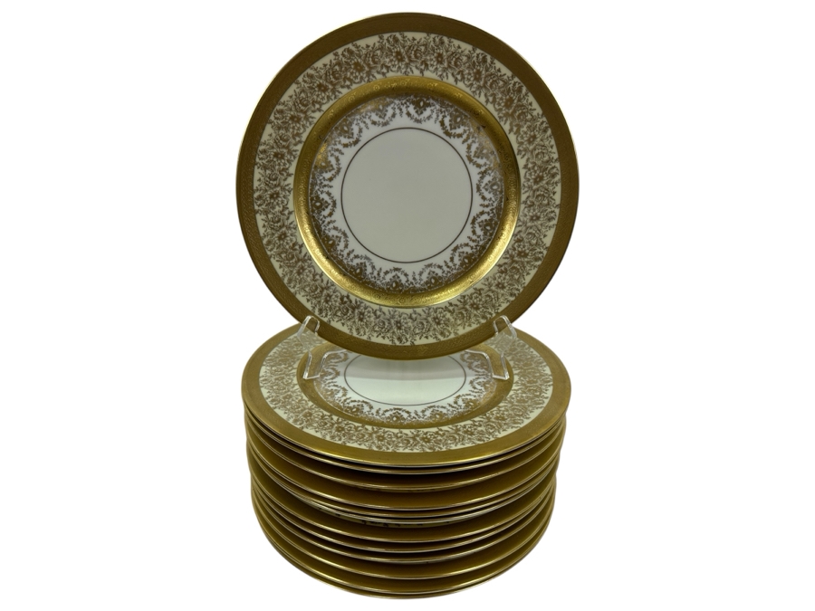 (14) Heinrich & Co Edgerton 22K Gold Gilt 11' Dinner Plates [Photo 1]