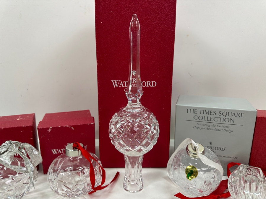 Lot of (7) Waterford Crystal Christmas Ornaments & (1) Tiffany & Co Crystal Christmas Ornament [Photo 2]