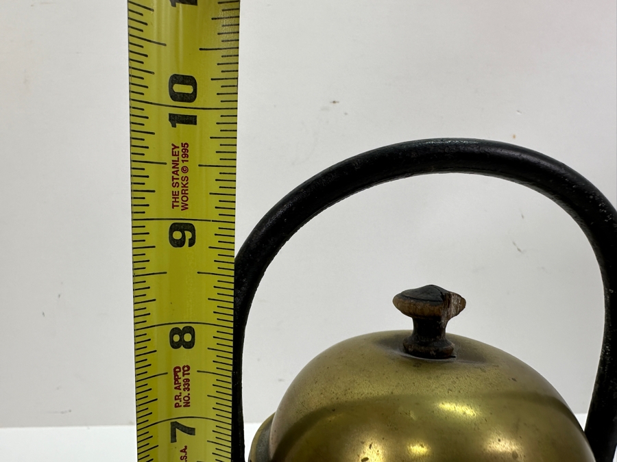 Antique A. Reiss Brass Tipping Coffee Pot On Wooden Base 10'H [Photo 12]