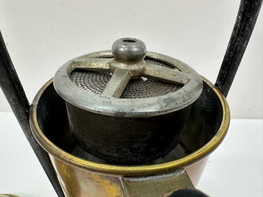 Antique A. Reiss Brass Tipping Coffee Pot On Wooden Base 10'H [Photo 8]