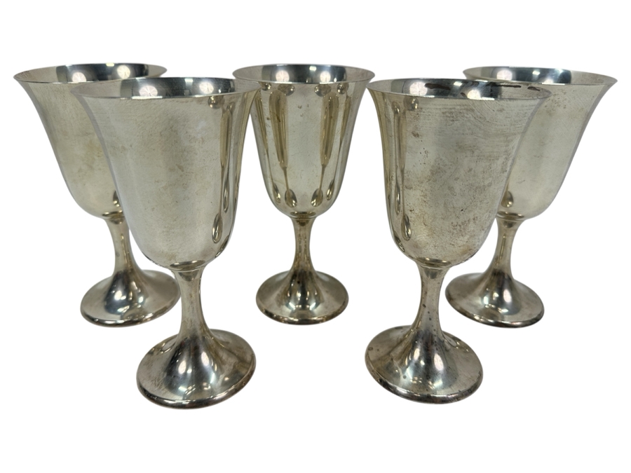 (5) Gorham Sterling Silver Wine/Water Goblet Cups 6.5'H 920g Silver Melt Value $1,050