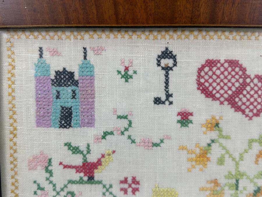 Vintage Needlework Cross Stitch Alphabet Sampler Framed 19'x15' [Photo 5]