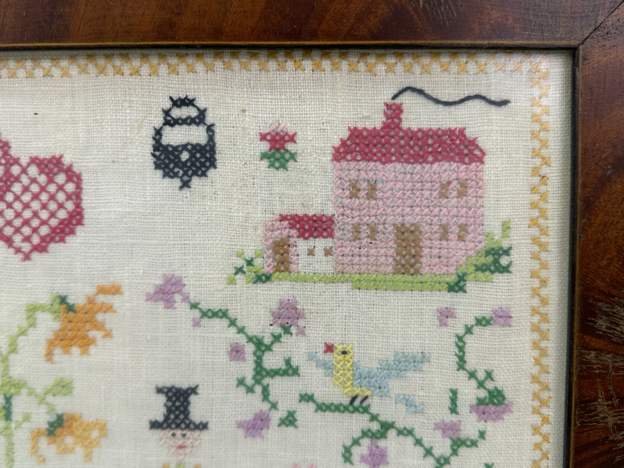Vintage Needlework Cross Stitch Alphabet Sampler Framed 19'x15' [Photo 7]
