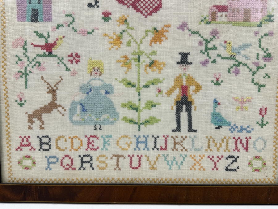 Vintage Needlework Cross Stitch Alphabet Sampler Framed 19'x15' [Photo 8]