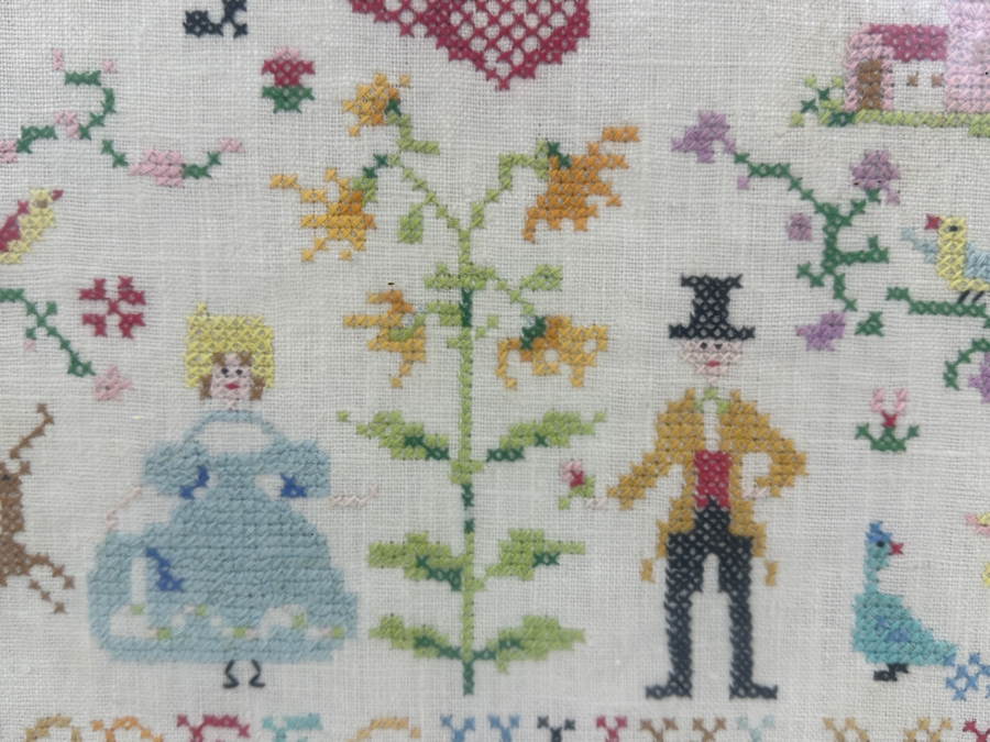 Vintage Needlework Cross Stitch Alphabet Sampler Framed 19'x15' [Photo 4]