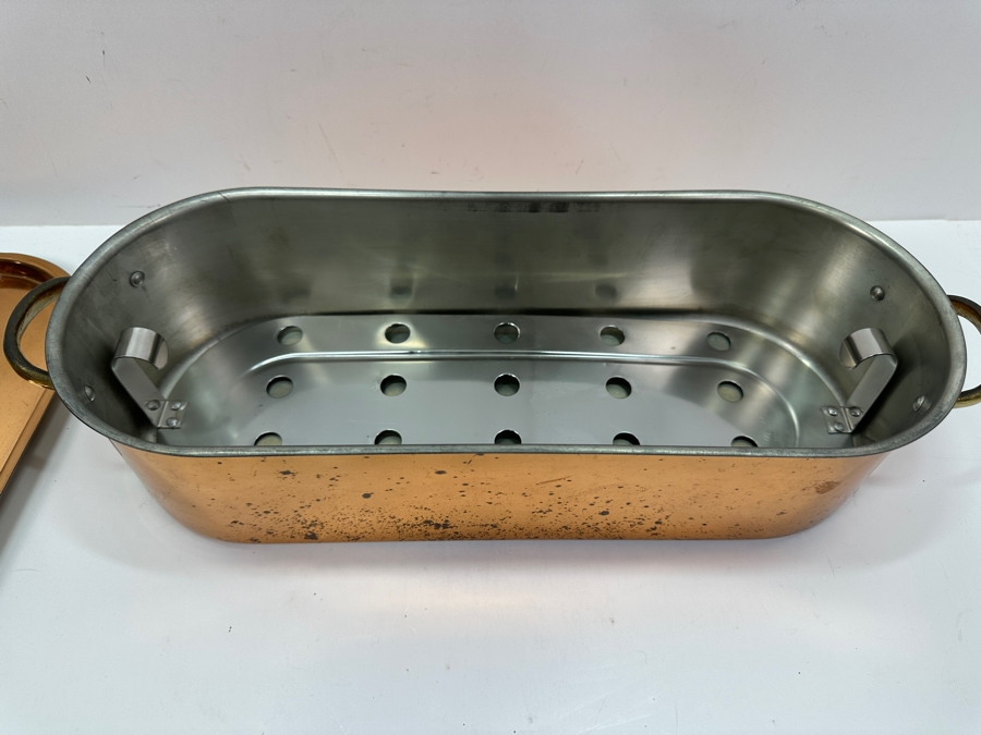 Metalutil Copper Fish Kettle Steamer/Poacher Made in Portugal 17'W x 6.5'D x 6.5'H [Photo 7]