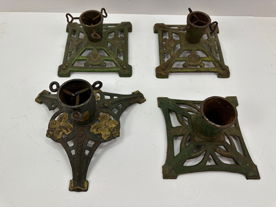 Lot of (4) Antique Cast Iron Christmas Tree Stands 7'W and 10'W [Photo 2]